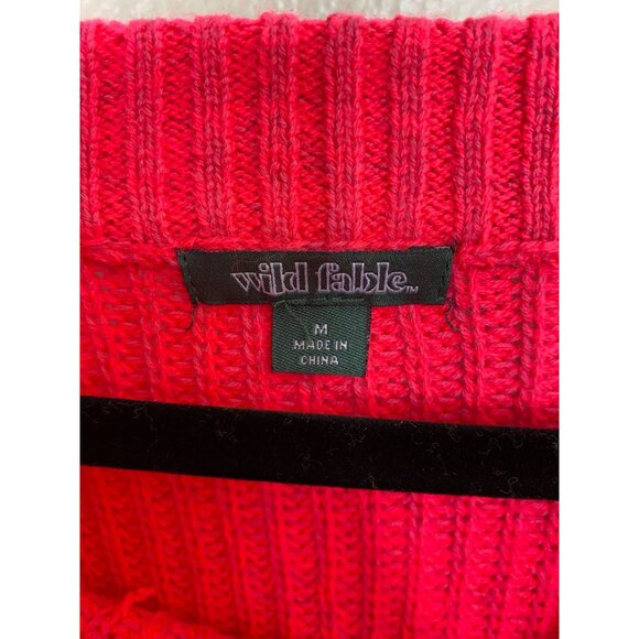 Wild Fable Womens Cropped Knit Sweater M‎ Bright Pink cotton blend long sleeve - Picture 3 of 6